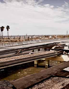 Hurricane Ike destroyed freeway sections