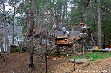 Repairing cabin roof