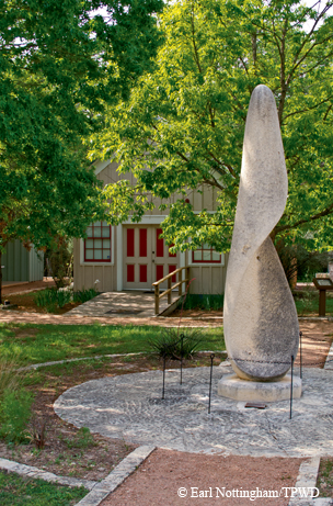 sculpture outside the Riverside Nature Center in Kerrville