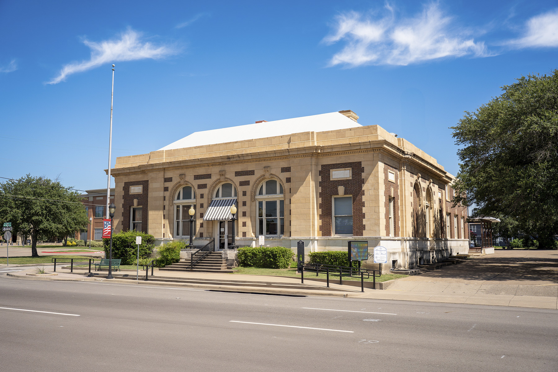 Old stone post office building in Greenville Texas